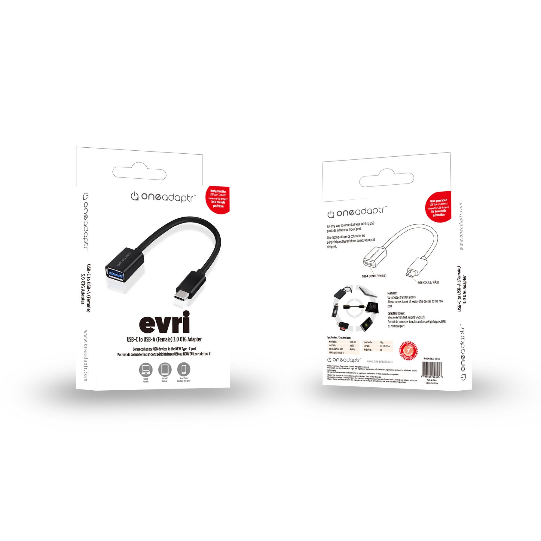 EVRI USB C to USB A Female OTG Cable